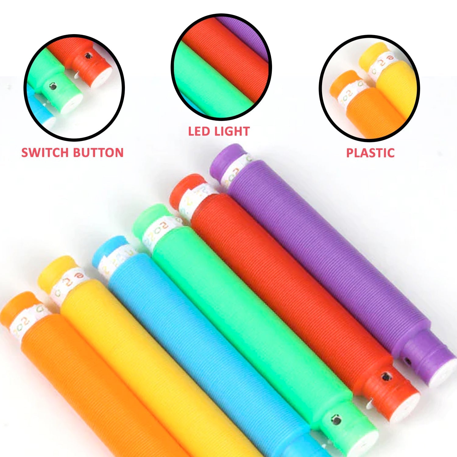 Set of 12 colorful stretchable sensory tubes Set of 12 colorful stretchable sensory tubes